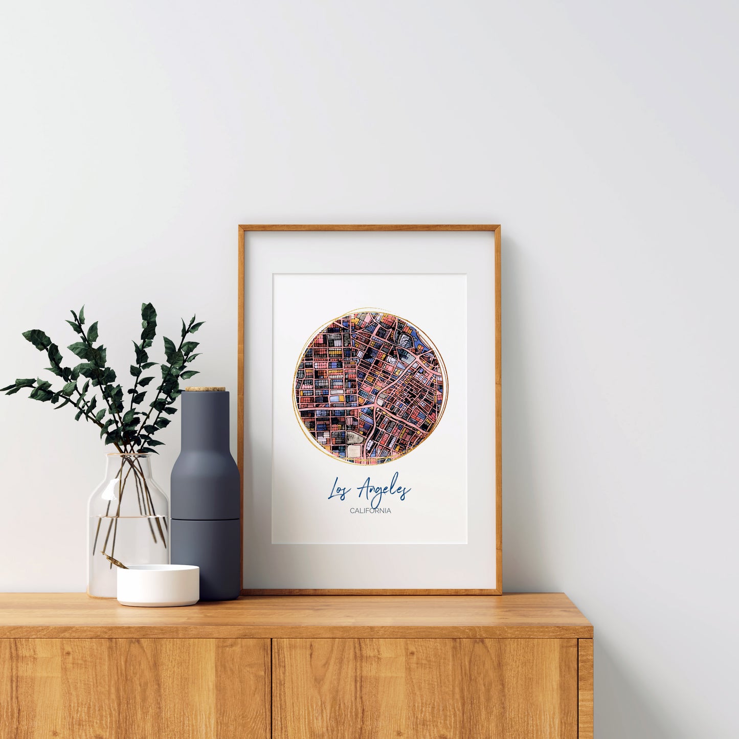 Los Angeles CA Map Art - Digital Fine Art Print. Full Color.