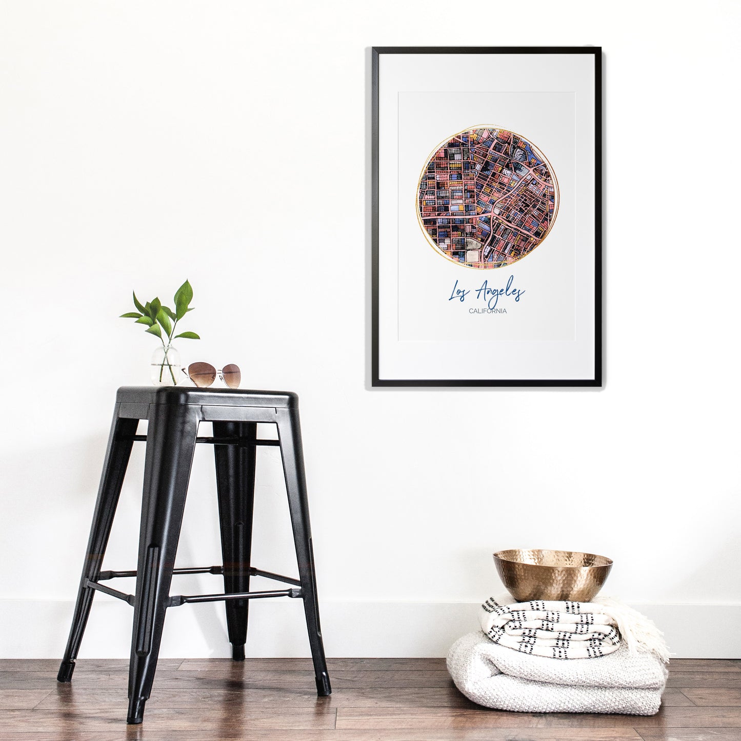 Los Angeles CA Map Art - Digital Fine Art Print. Full Color.