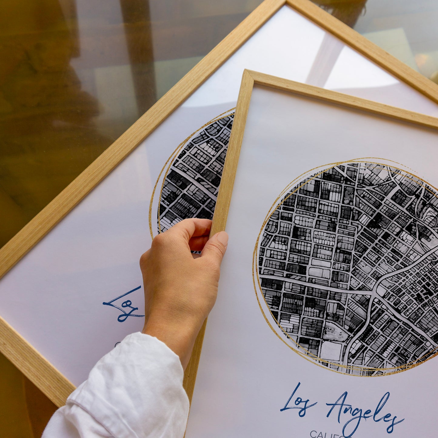 Los Angeles CA Map Art - Digital Fine Art Print.  Black & White