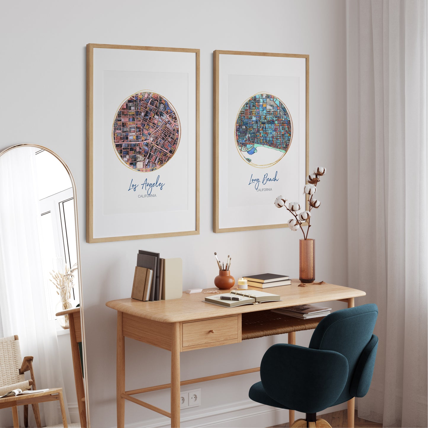 Los Angeles CA Map Art - Digital Fine Art Print. Full Color.