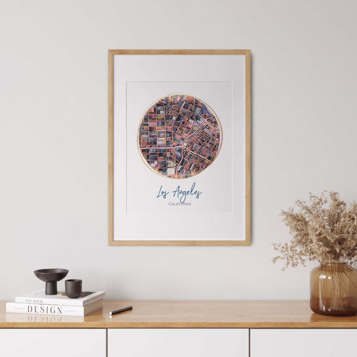 Los Angeles CA Map Art - Digital Fine Art Print. Full Color.