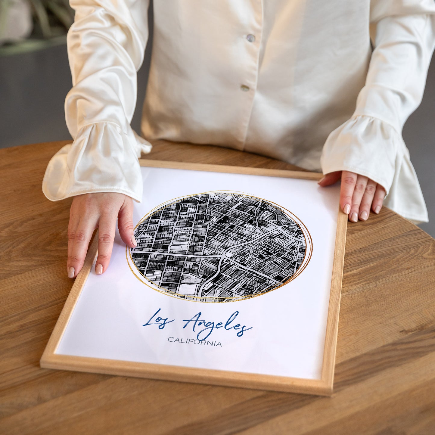 Los Angeles CA Map Art - Digital Fine Art Print.  Black & White