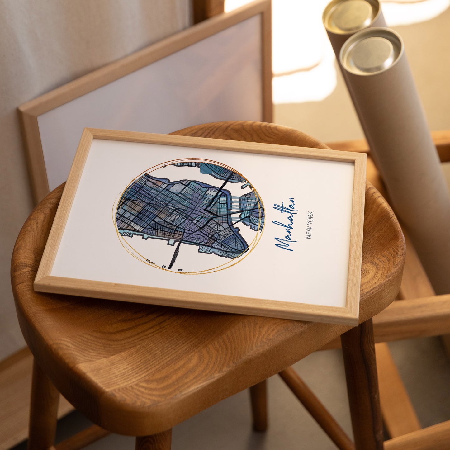 Manhattan NYC Map Art - Digital Fine Art Print. Full Color.