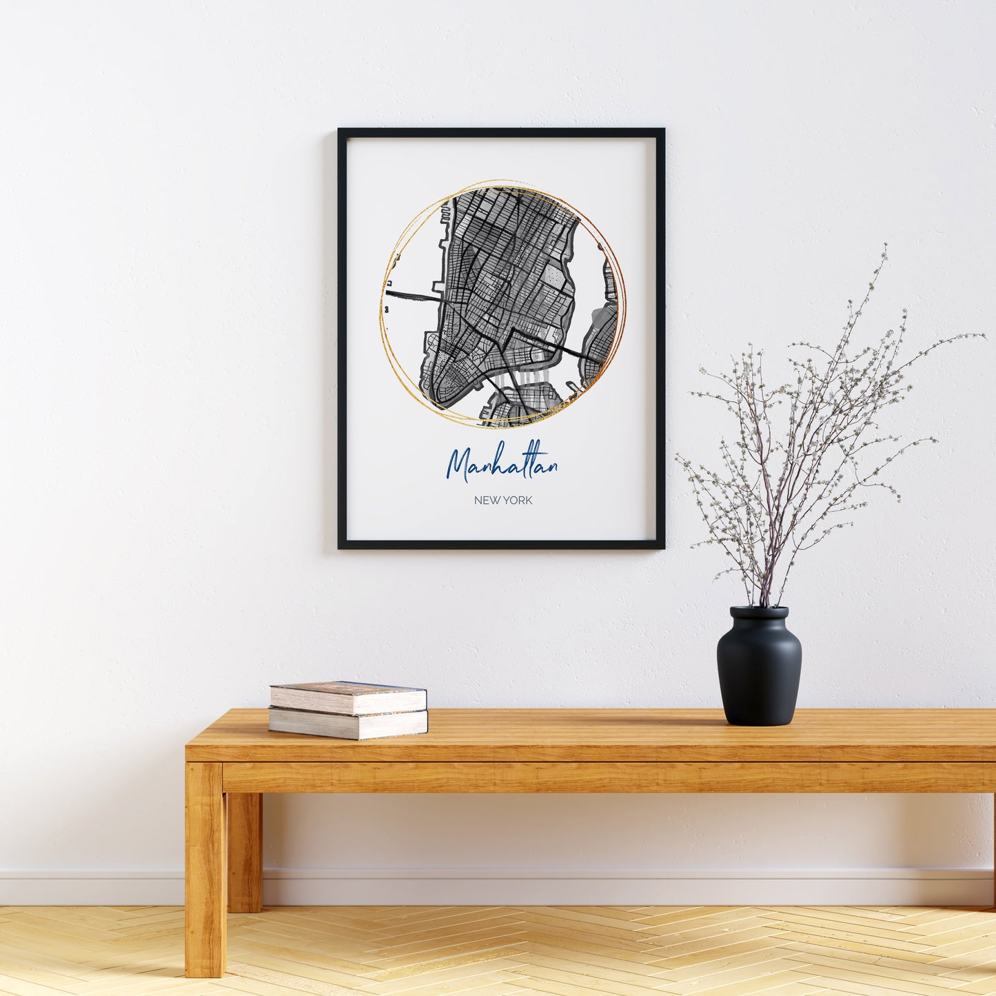 Manhattan NY Map Art - Digital Fine Art Print.  Black & White
