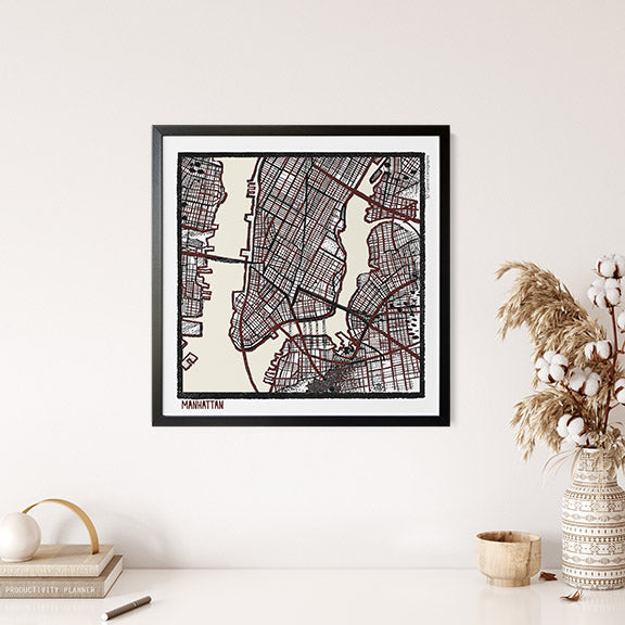 Manhattan NY City Map Art - Collector Edition  - Digital Fine Art Print