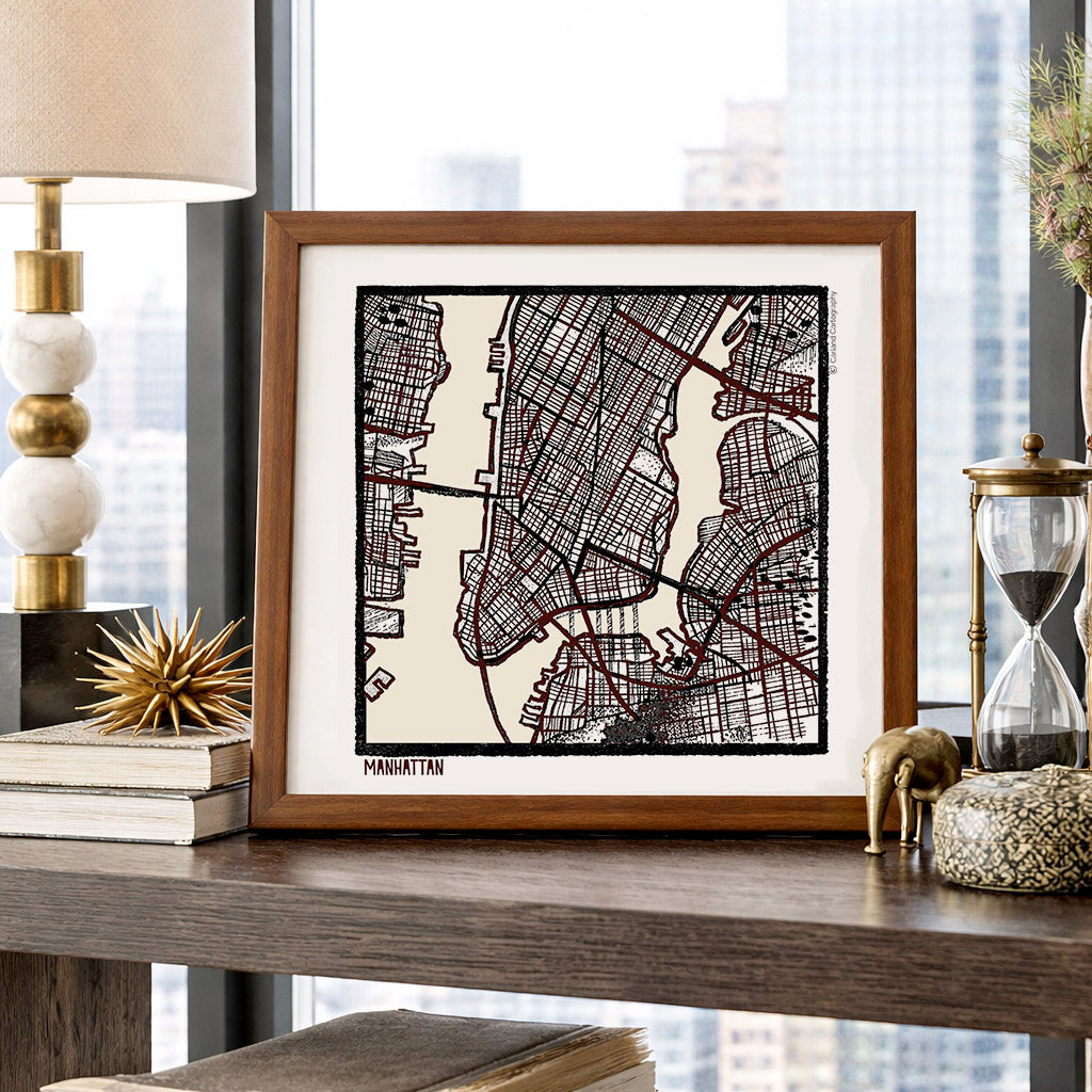 Manhattan NY City Map Art - Collector Edition  - Digital Fine Art Print
