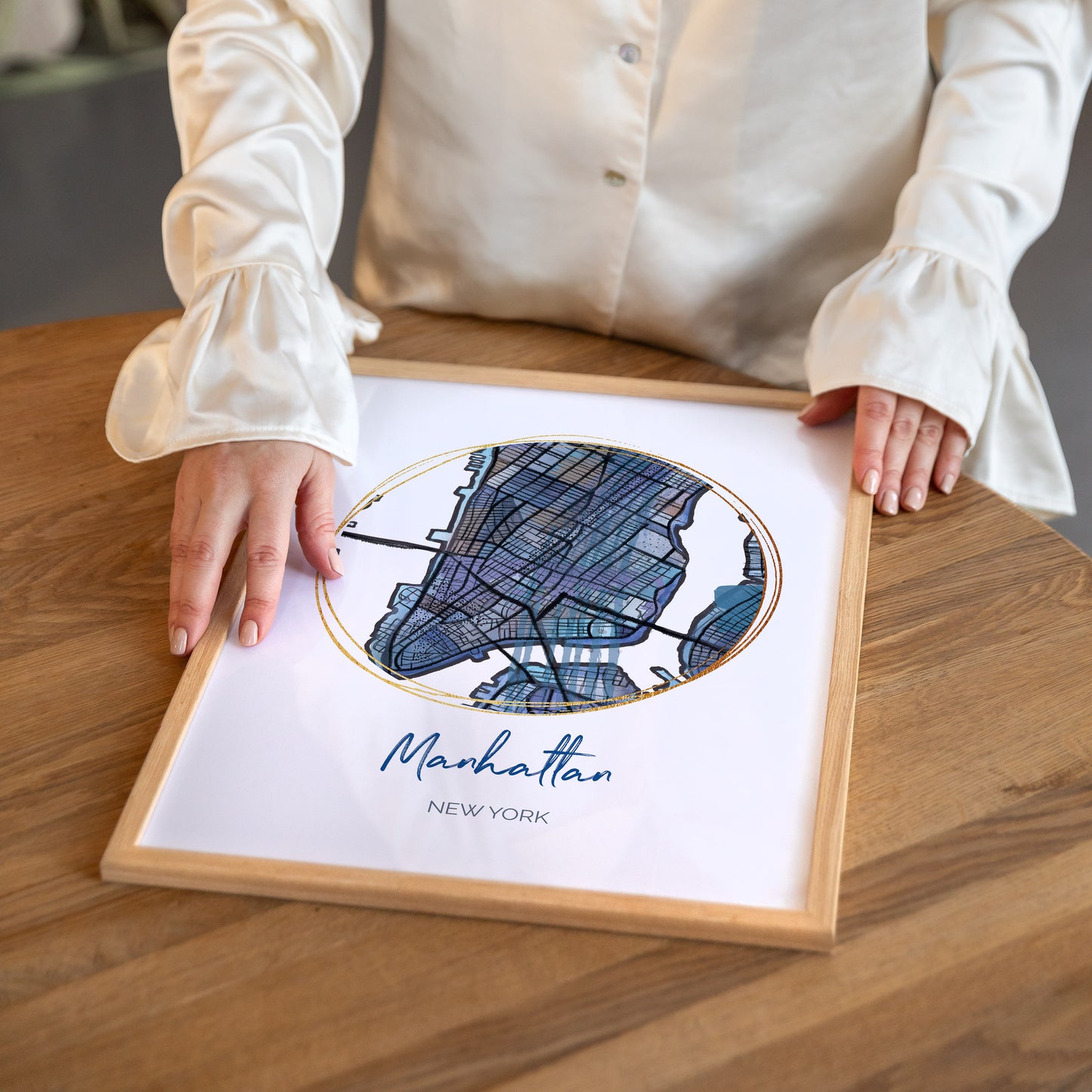 Manhattan NYC Map Art - Digital Fine Art Print. Full Color.