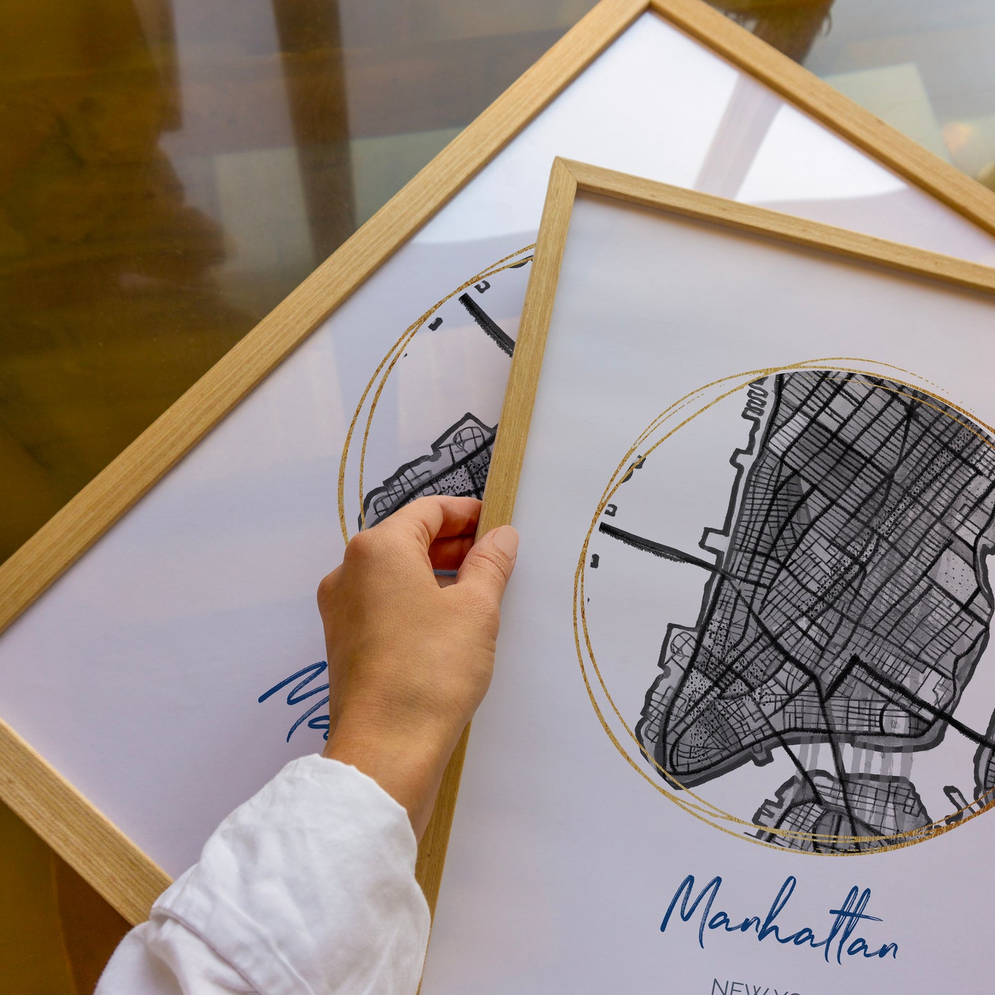 Manhattan NY Map Art - Digital Fine Art Print.  Black & White