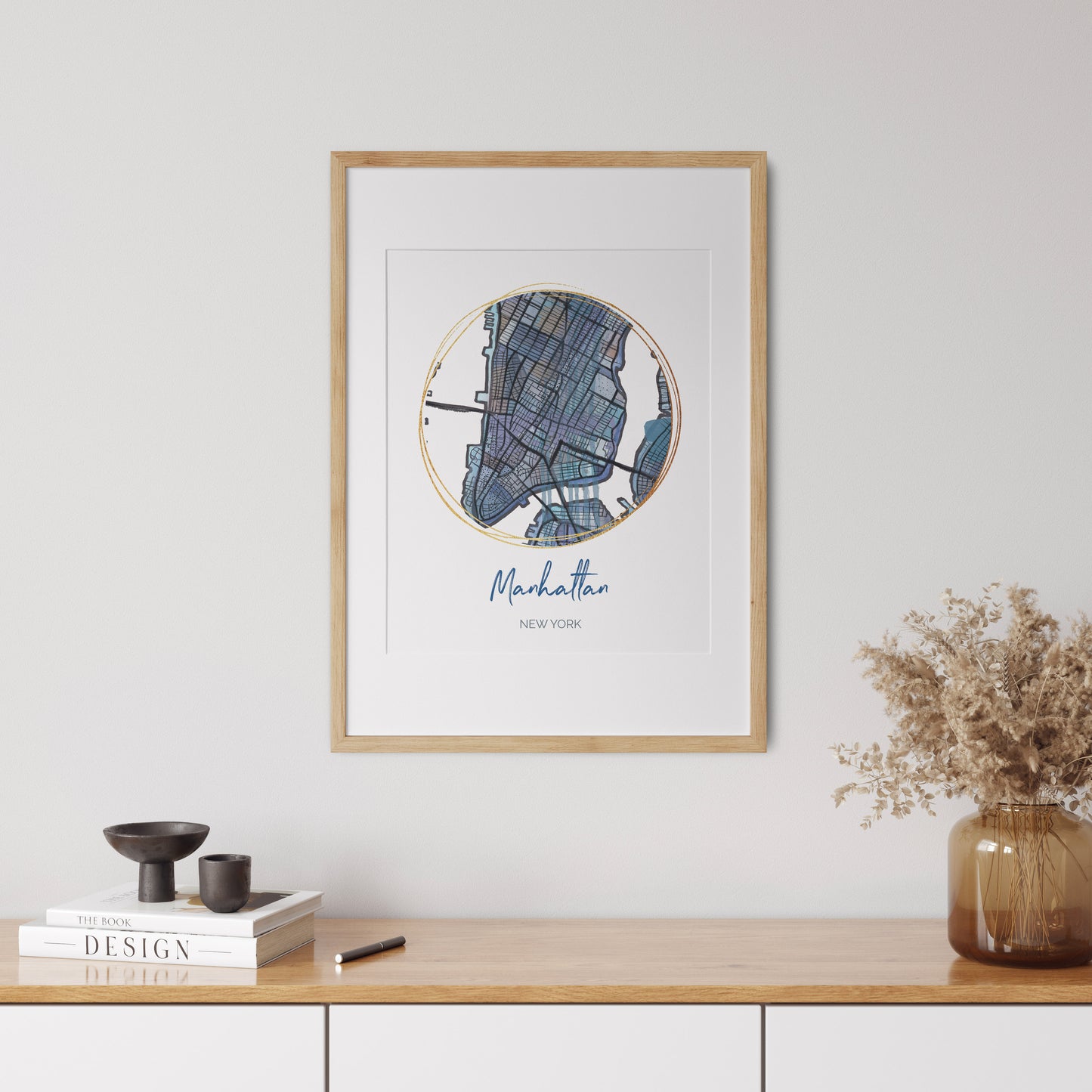 Manhattan NYC Map Art - Digital Fine Art Print. Full Color.