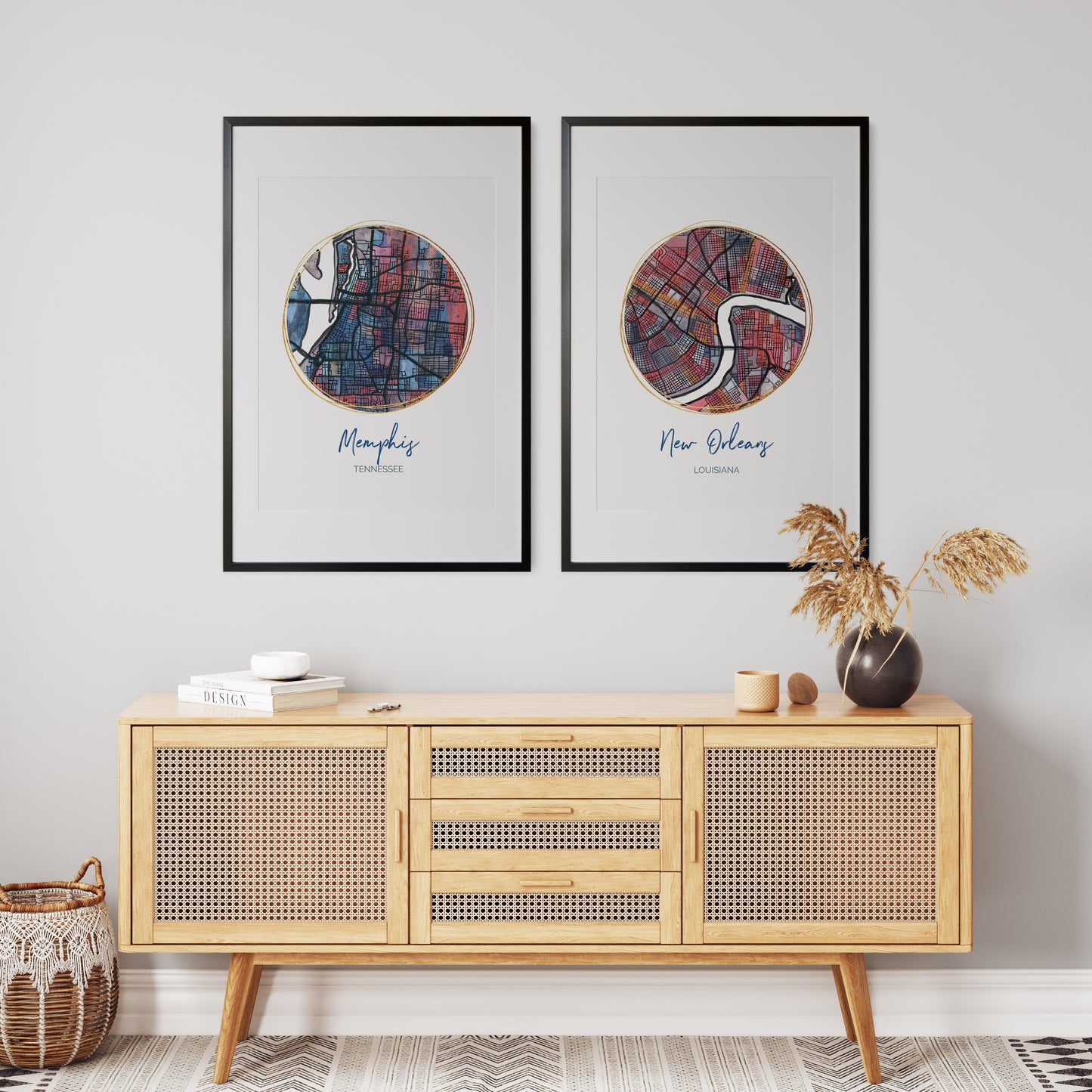 Memphis TN Map Art - Digital Fine Art Print. Full Color.