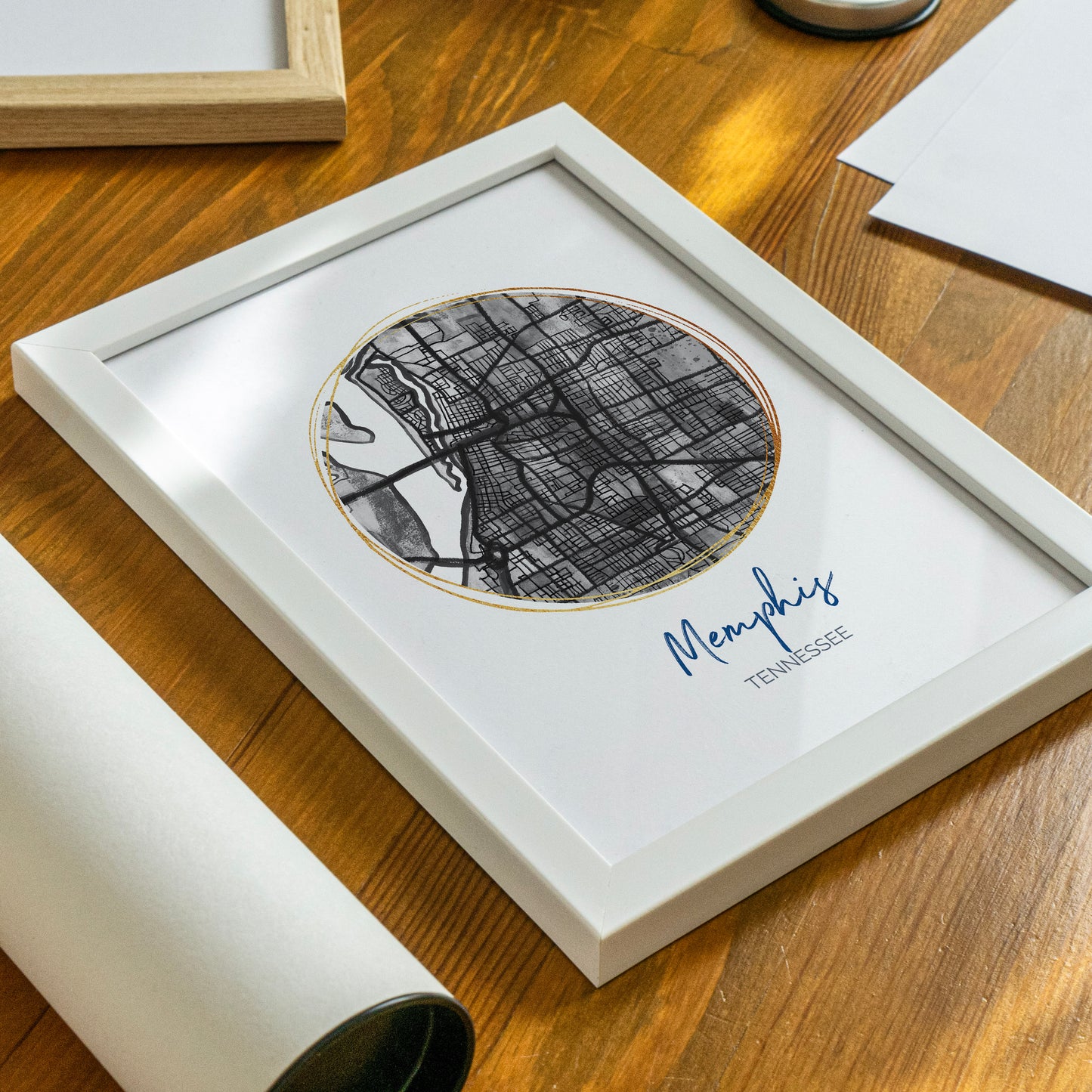 Memphis TN Map Art - Digital Fine Art Print.  Black & White