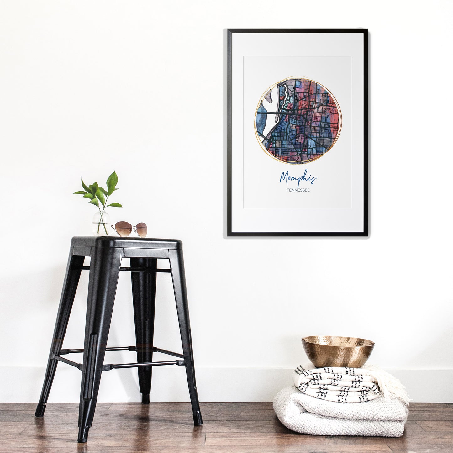 Memphis TN Map Art - Digital Fine Art Print. Full Color.