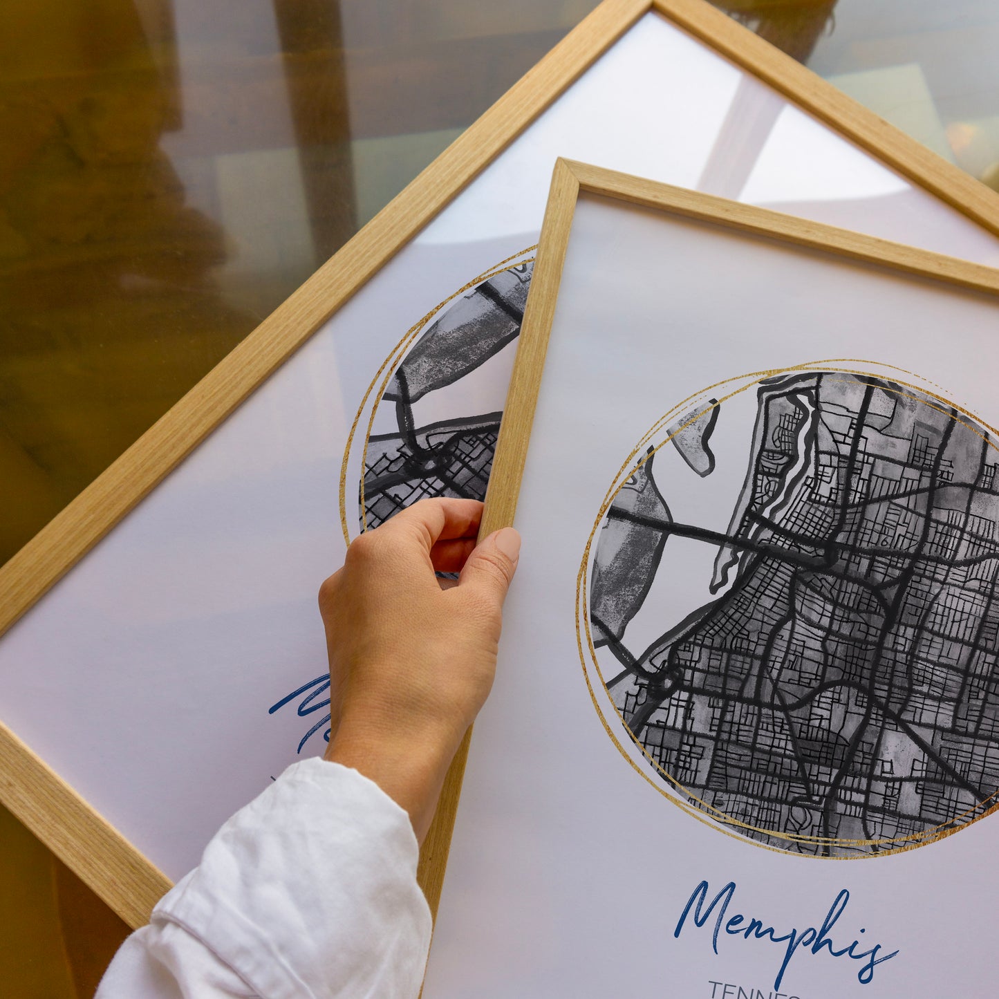 Memphis TN Map Art - Digital Fine Art Print.  Black & White