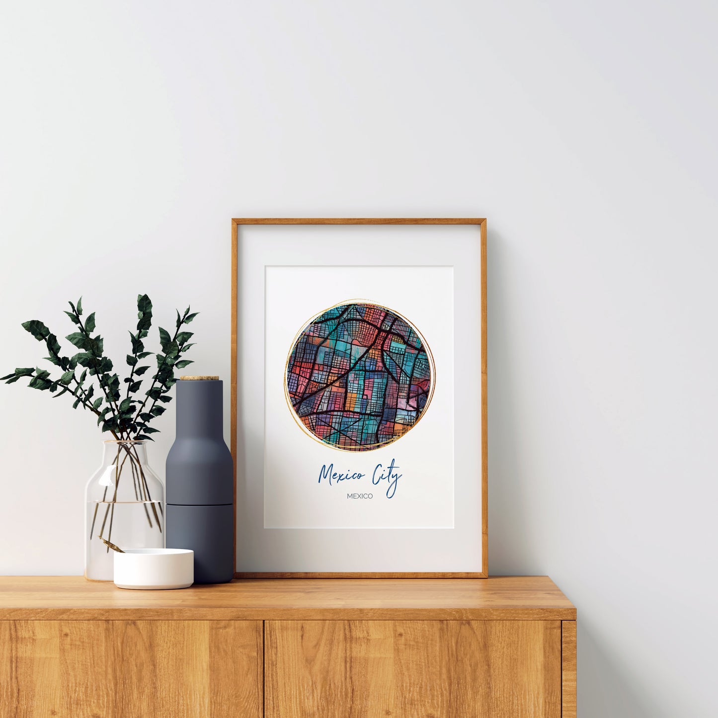 Mexico City Map Art - Digital Fine Art Print. Full Color.