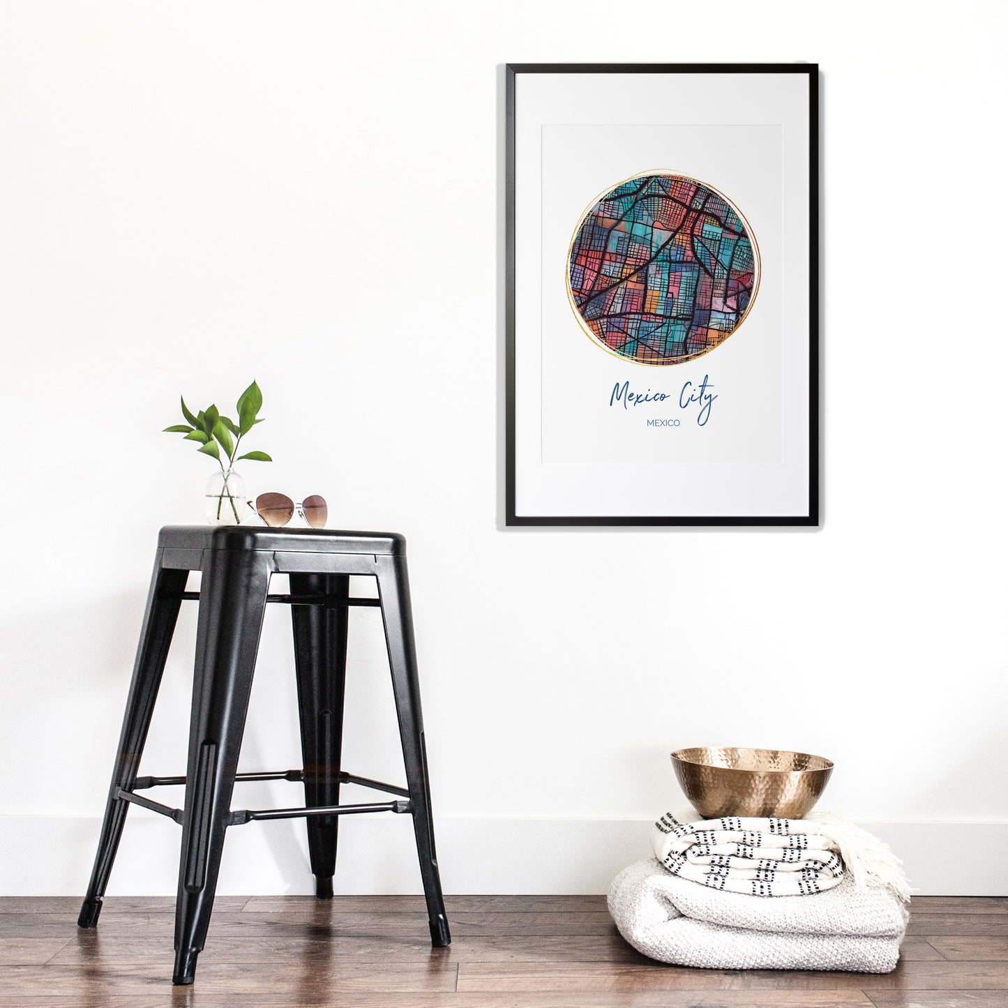 Mexico City Map Art - Digital Fine Art Print. Full Color.