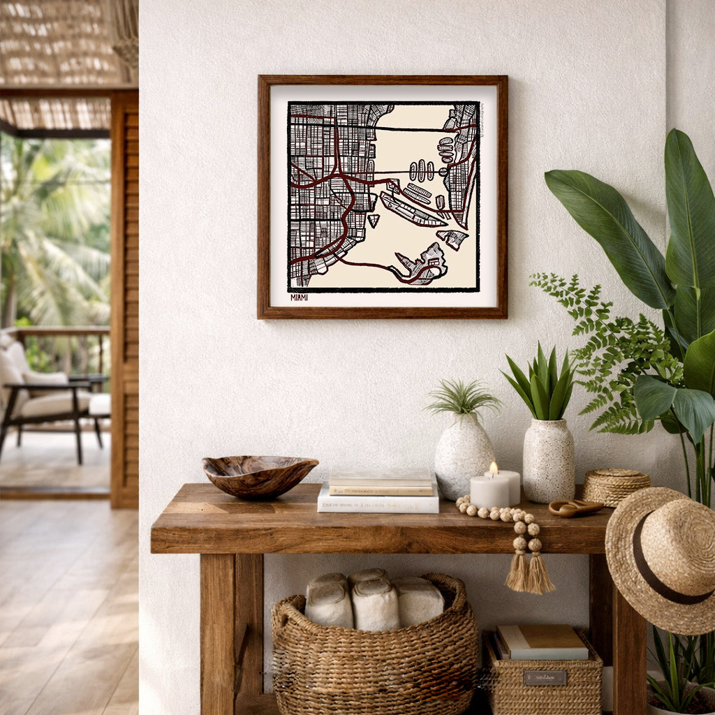 Miami FL City Map Art - Collector Edition  - Digital Fine Art Print