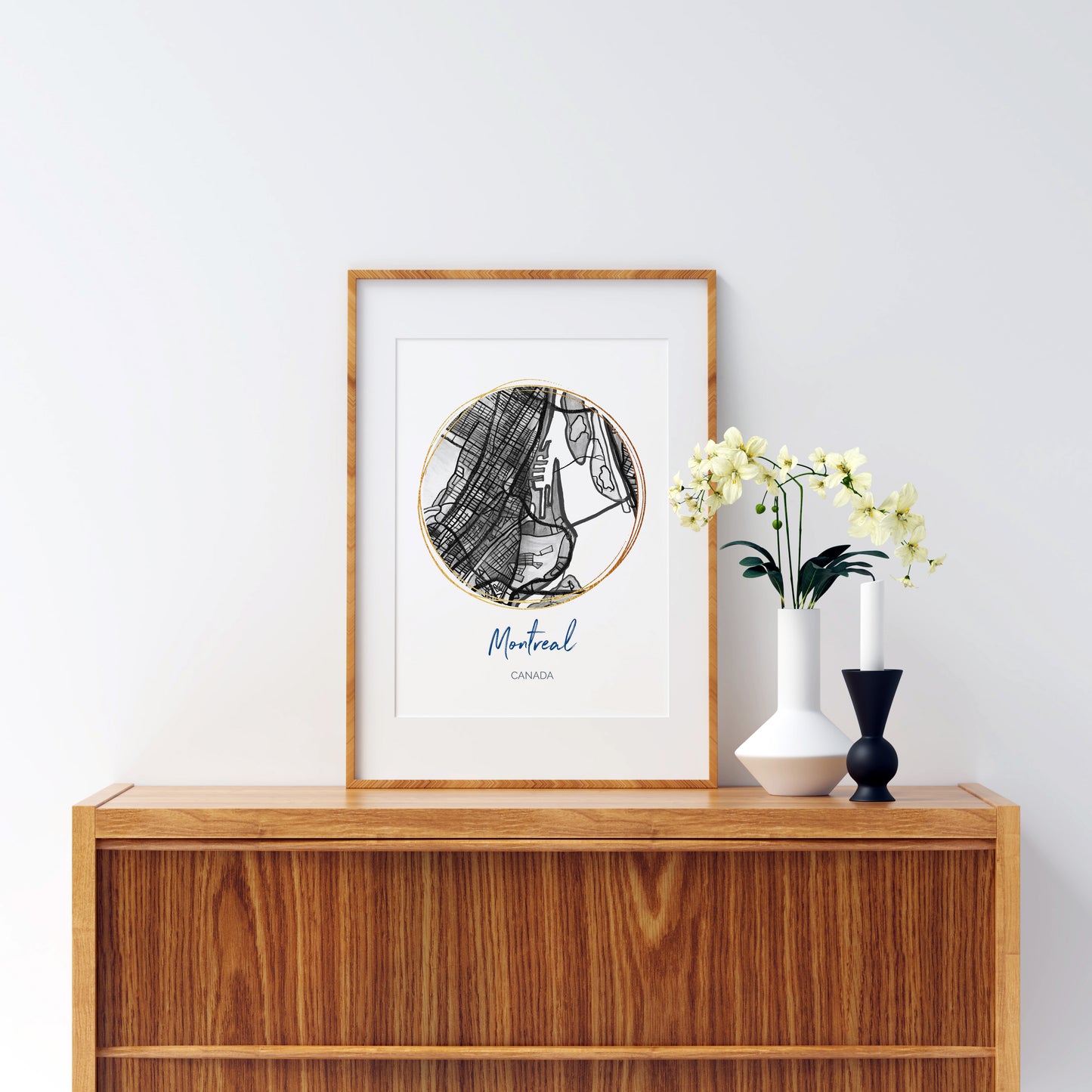 Montreal QB Map Art - Digital Fine Art Print.  Black & White