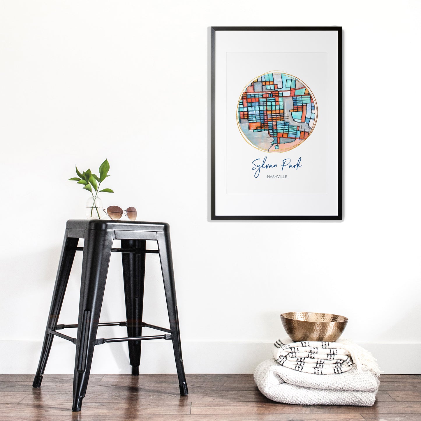 Nashville TN (Sylvan Park) Map Art - Digital Fine Art Print. Full Color