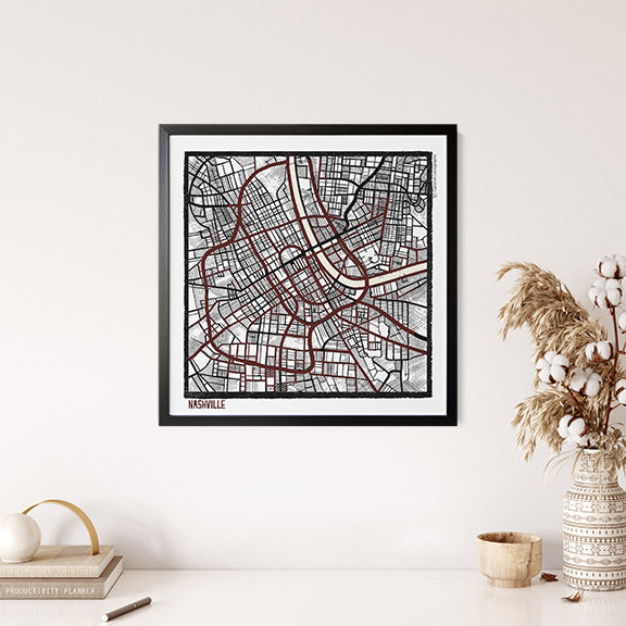 Nashville TN City Map Art - Collector Edition  - Digital Fine Art Print