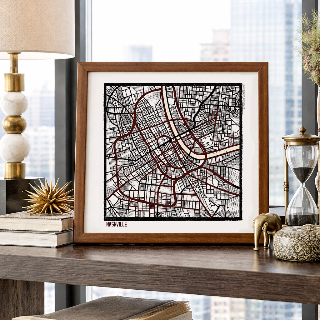 Nashville TN City Map Art - Collector Edition  - Digital Fine Art Print