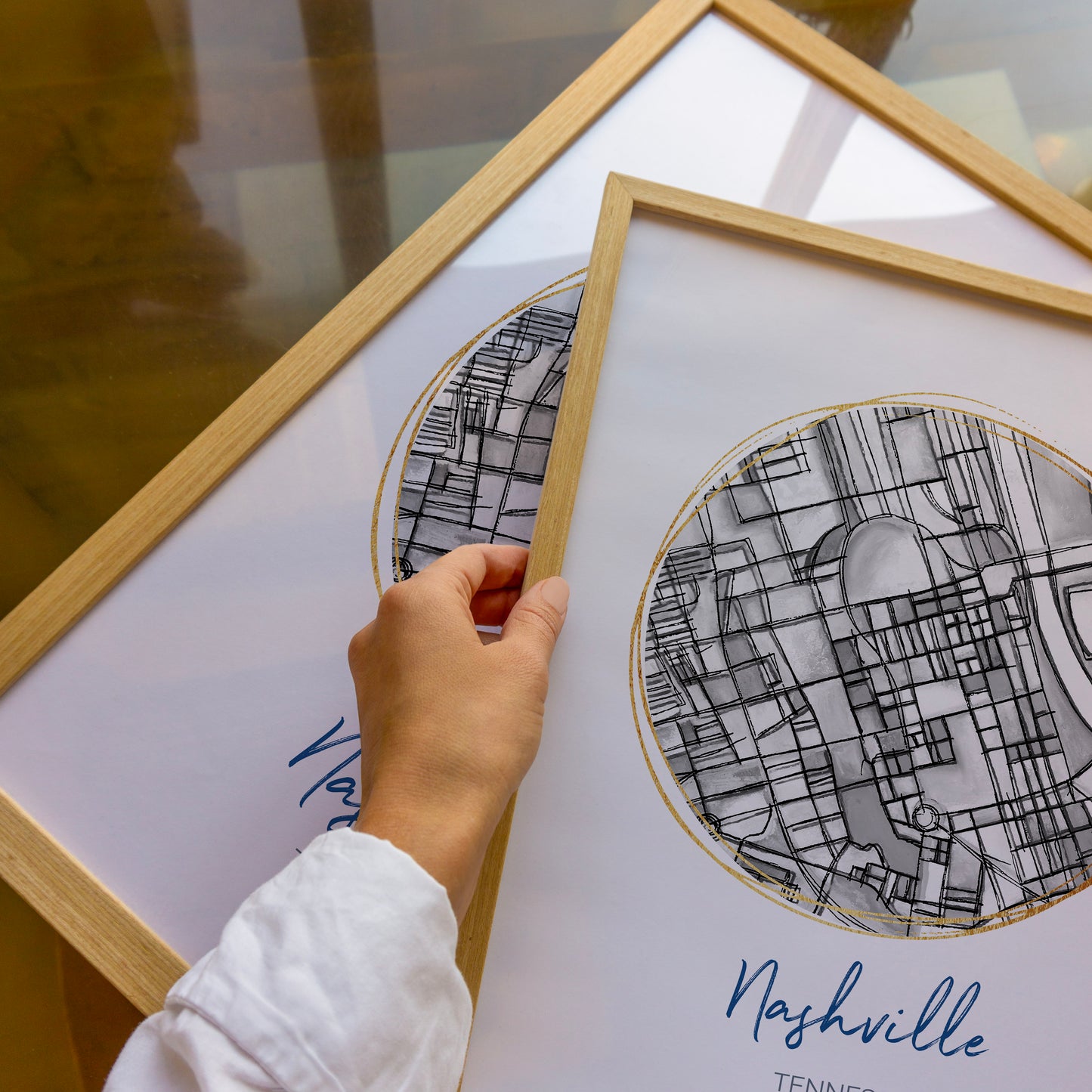 Nashville TN Map Art - Digital Fine Art Print.  Black & White