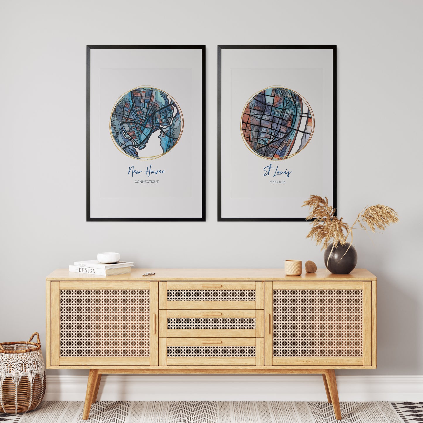 New Haven CT Map Art - Digital Fine Art Print. Full Color.