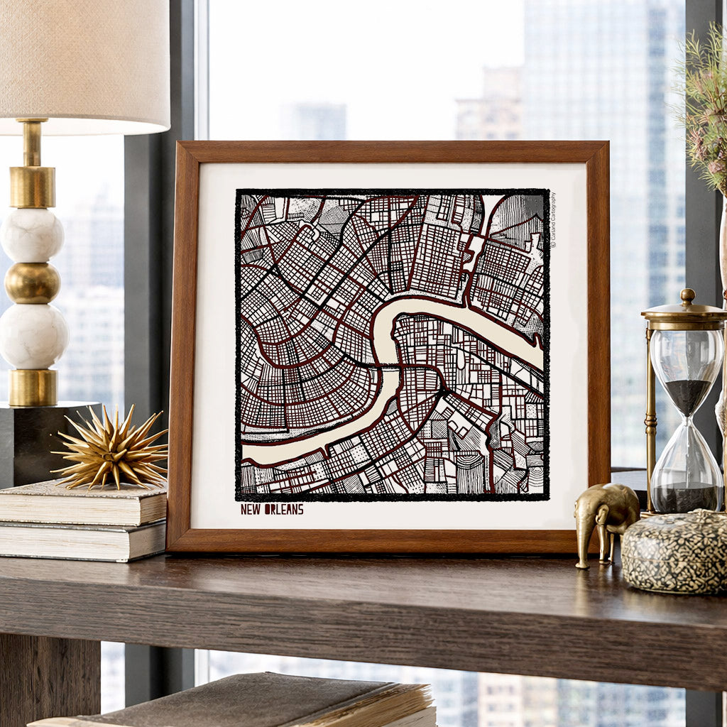 New Orleans LA City Map Art - Collector Edition  - Digital Fine Art Print
