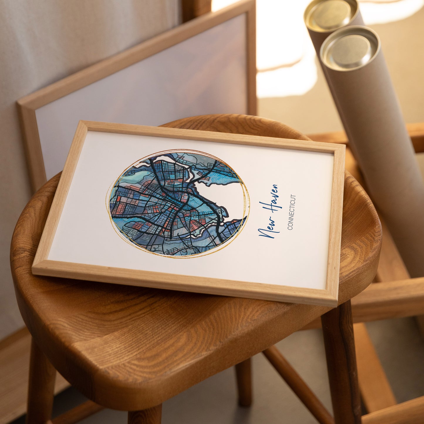 New Haven CT Map Art - Digital Fine Art Print. Full Color.