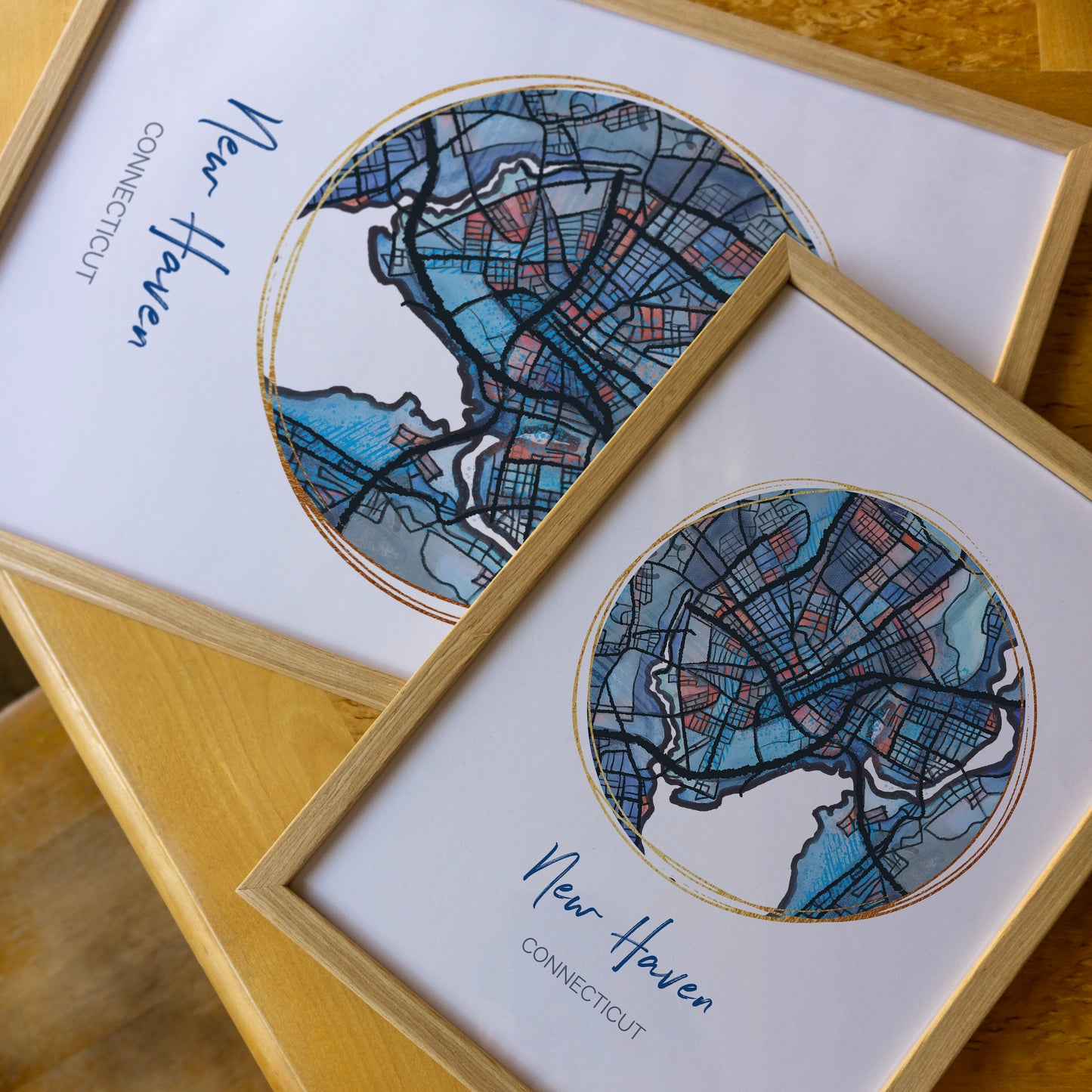 New Haven CT Map Art - Digital Fine Art Print. Full Color.