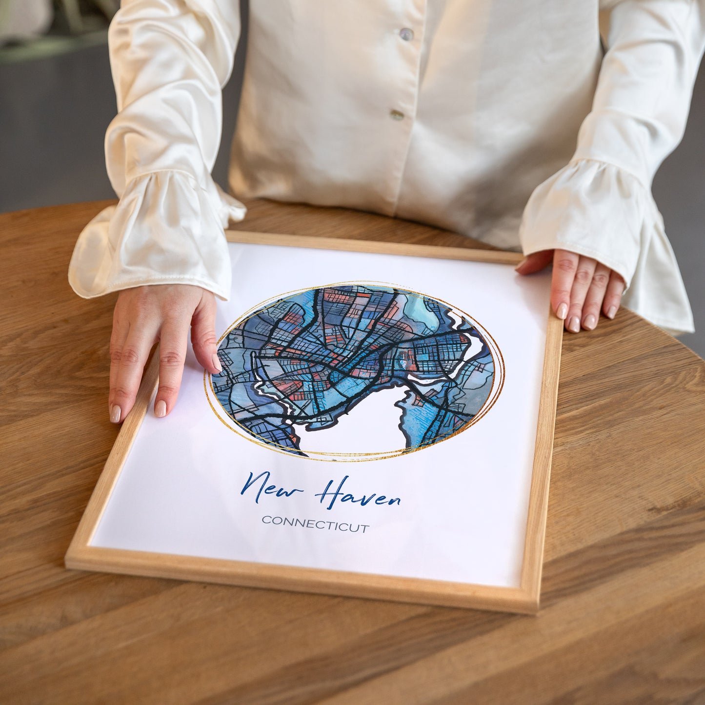 New Haven CT Map Art - Digital Fine Art Print. Full Color.