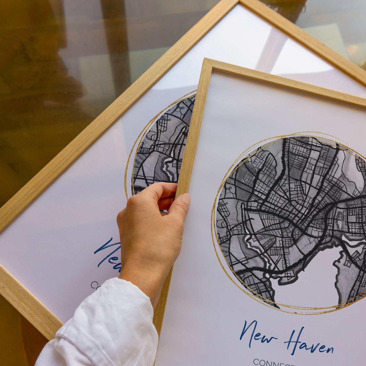New Haven CT Map Art - Digital Fine Art Print.  Black & White