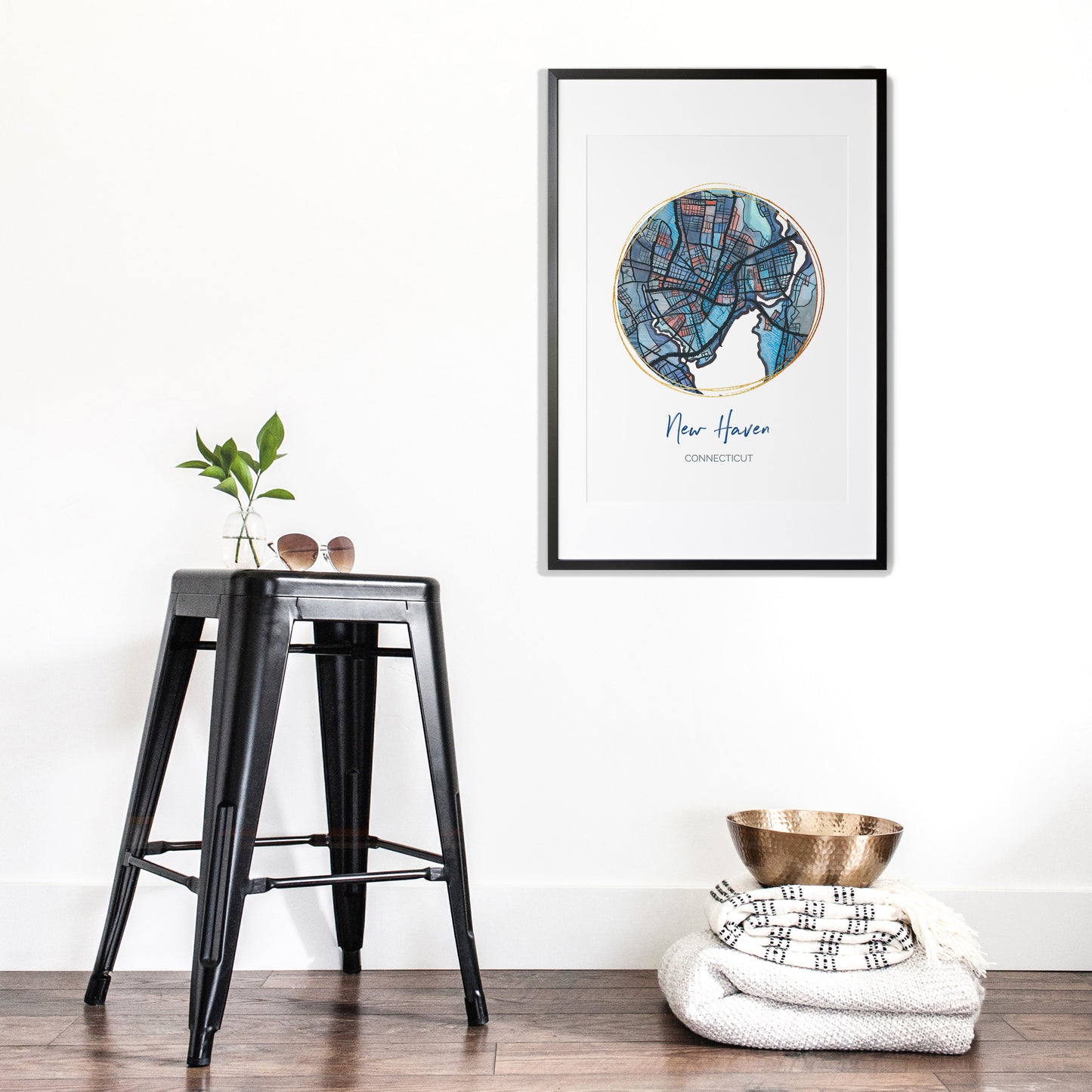 New Haven CT Map Art - Digital Fine Art Print. Full Color.