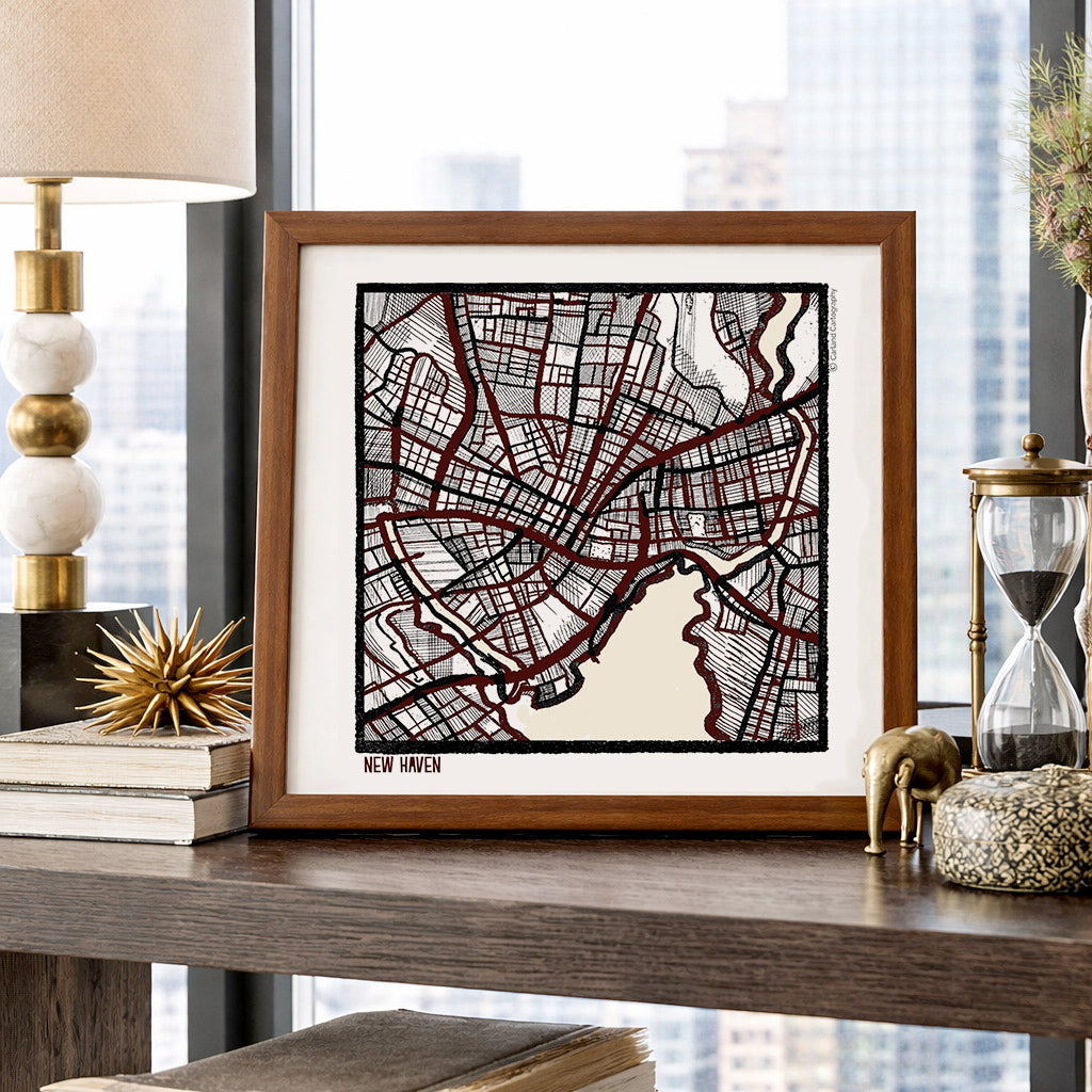 New Haven CT City Map Art - Collector Edition  - Digital Fine Art Print