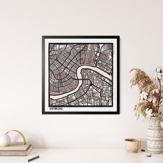 New Orleans LA City Map Art - Collector Edition  - Digital Fine Art Print