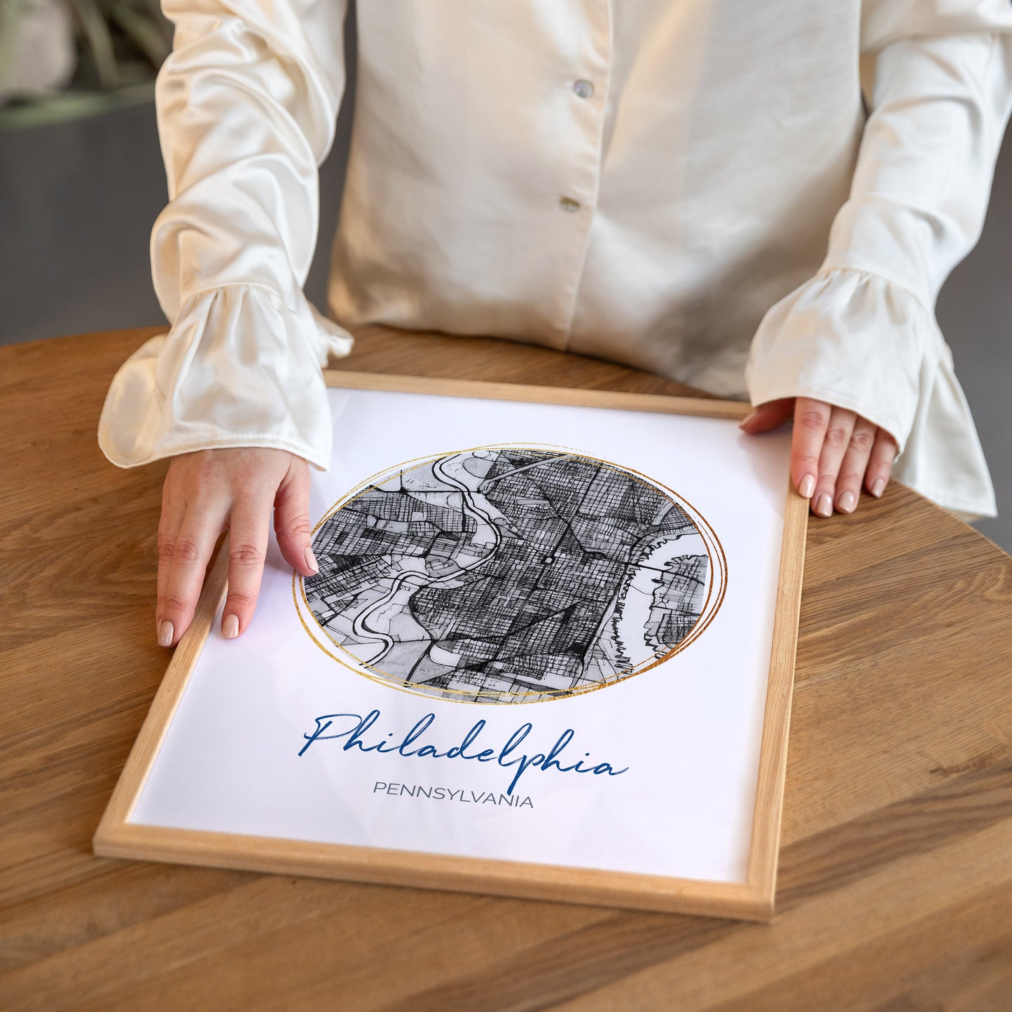 Philadelphia PA Map Art - Digital Fine Art Print.  Black & White