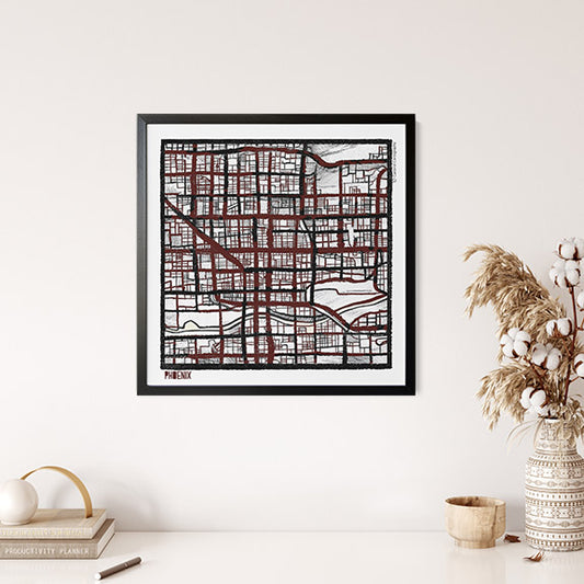 Phoenix AZ City Map Art - Collector Edition  - Digital Fine Art Print