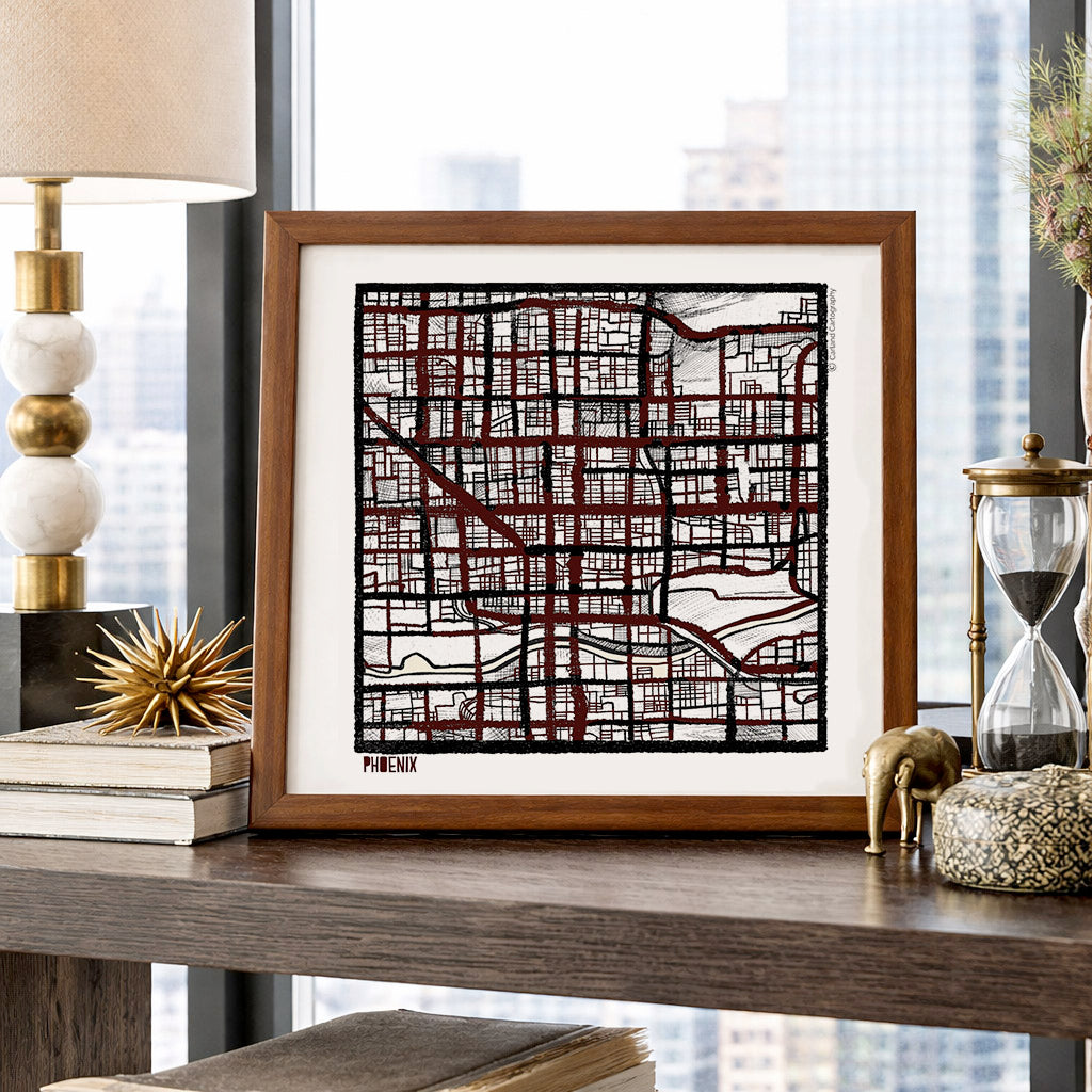 Phoenix AZ City Map Art - Collector Edition  - Digital Fine Art Print