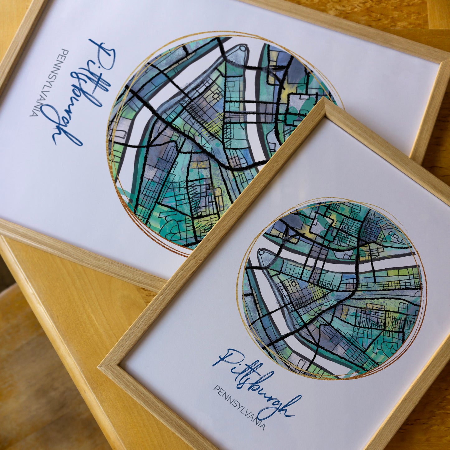 Pittsburgh PA Map Art - Digital Fine Art Print. Full Color.