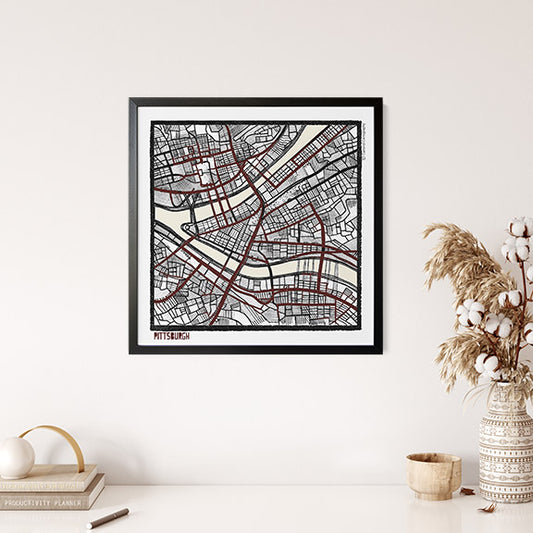 Pittsburgh PA City Map Art - Collector Edition  - Digital Fine Art Print