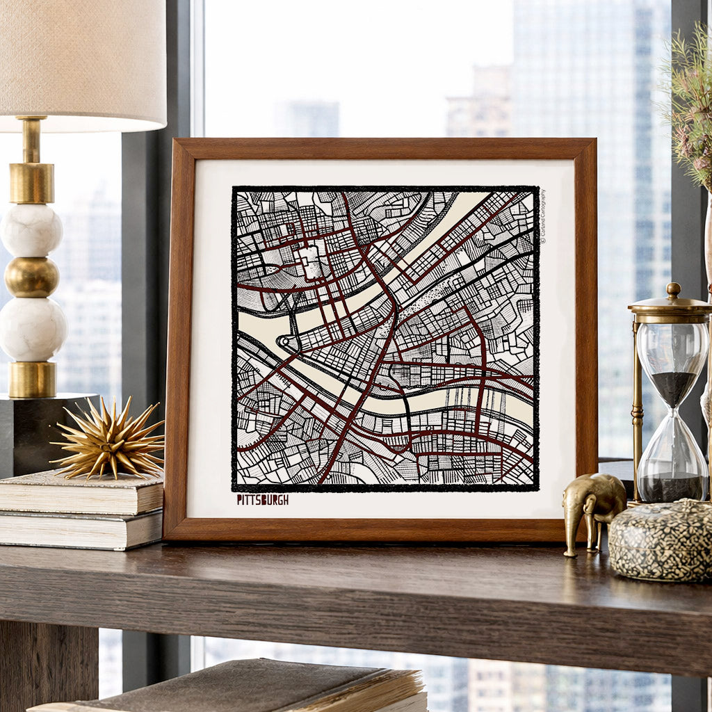 Pittsburgh PA City Map Art - Collector Edition  - Digital Fine Art Print