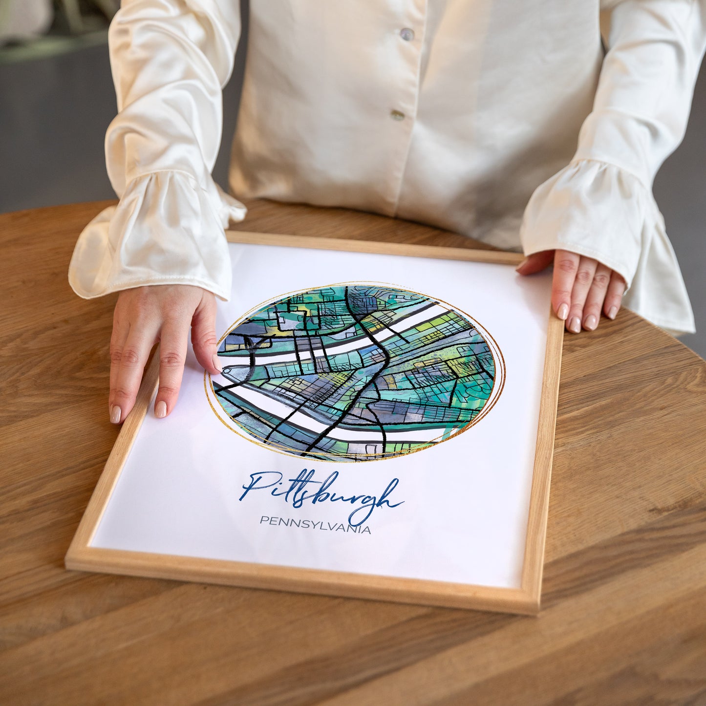 Pittsburgh PA Map Art - Digital Fine Art Print. Full Color.
