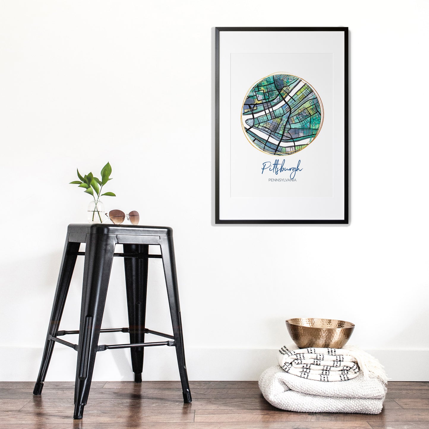 Pittsburgh PA Map Art - Digital Fine Art Print. Full Color.