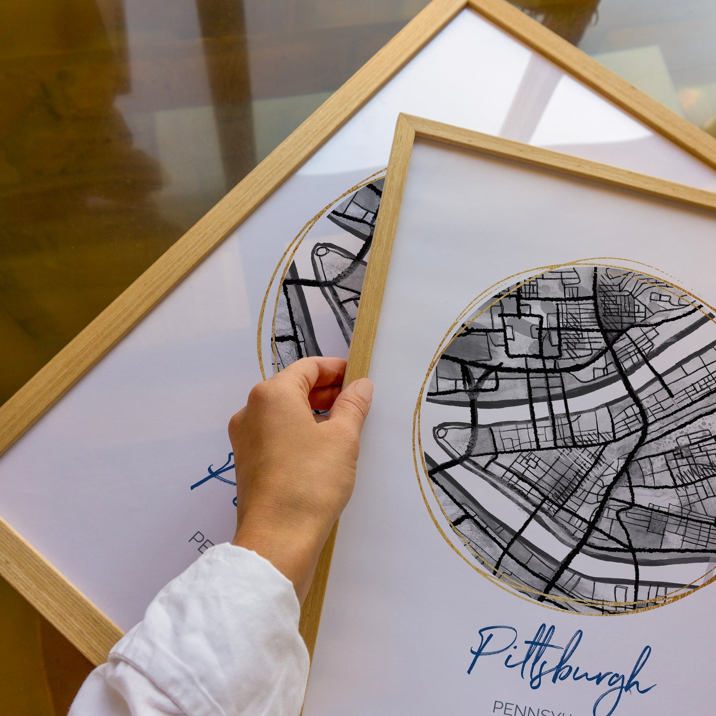 Pittsburgh PA Map Art - Digital Fine Art Print.  Black & White