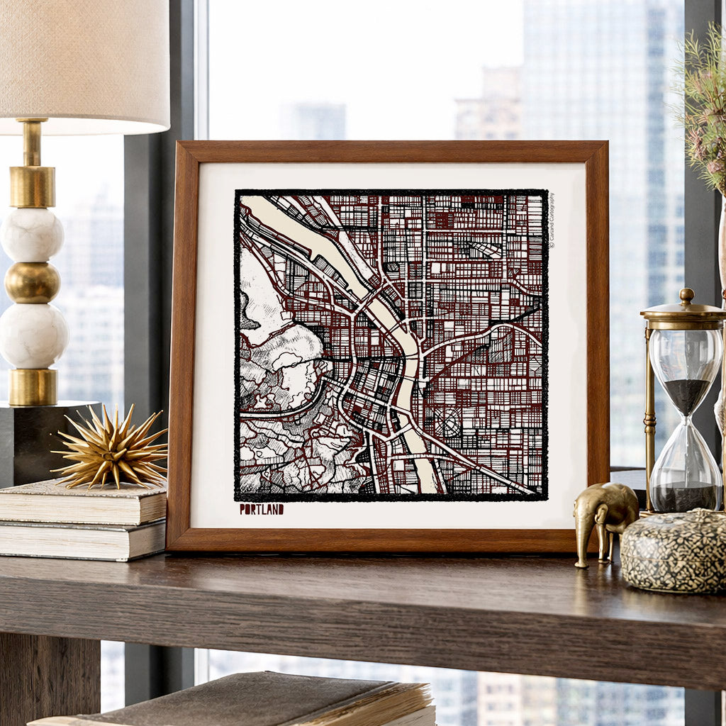 Portland OR City Map Art - Collector Edition  - Digital Fine Art Print