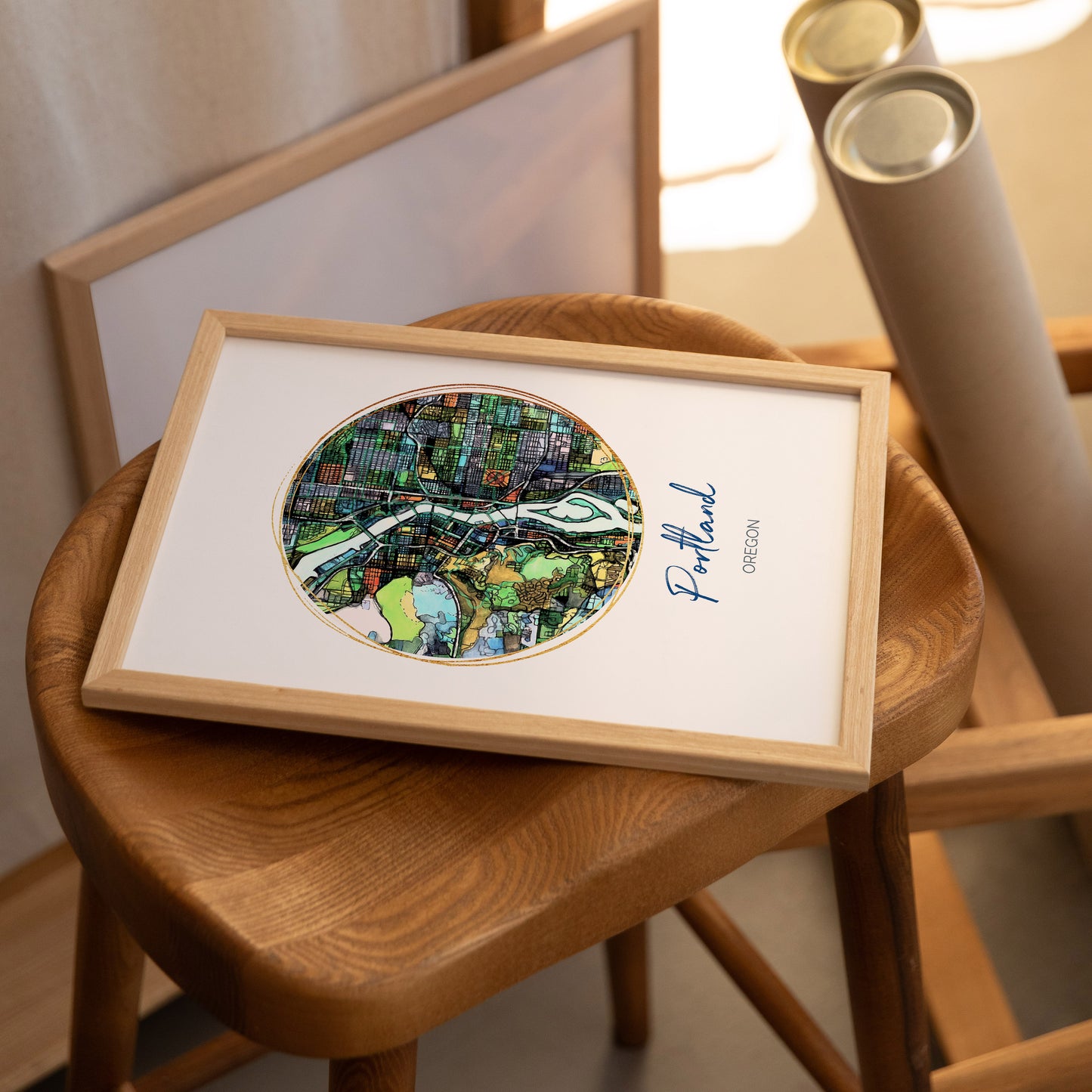Portland OR Map Art - Digital Fine Art Print. Full Color.
