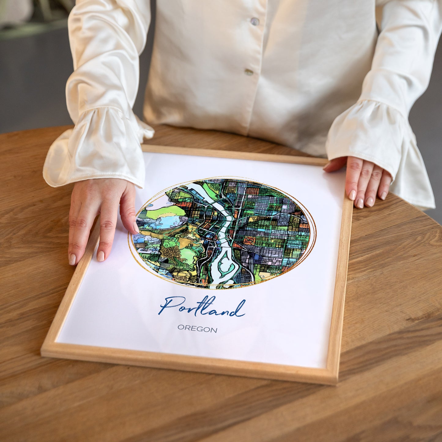 Portland OR Map Art - Digital Fine Art Print. Full Color.