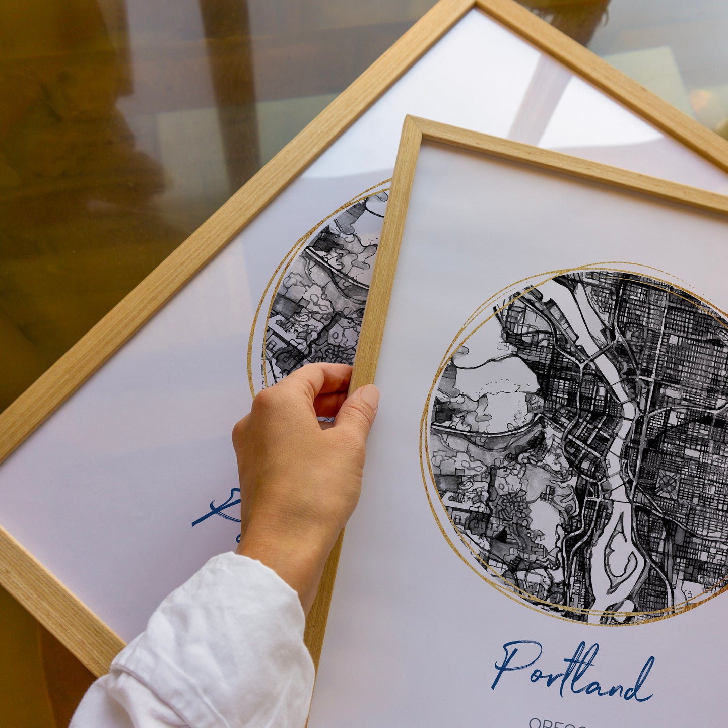 Portland OR Map Art - Digital Fine Art Print.  Black & White