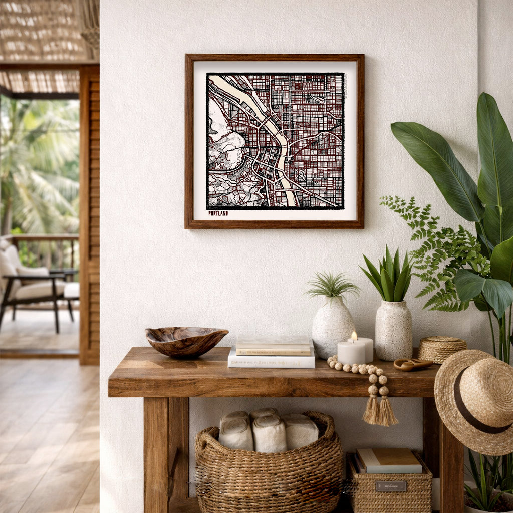Portland OR City Map Art - Collector Edition  - Digital Fine Art Print