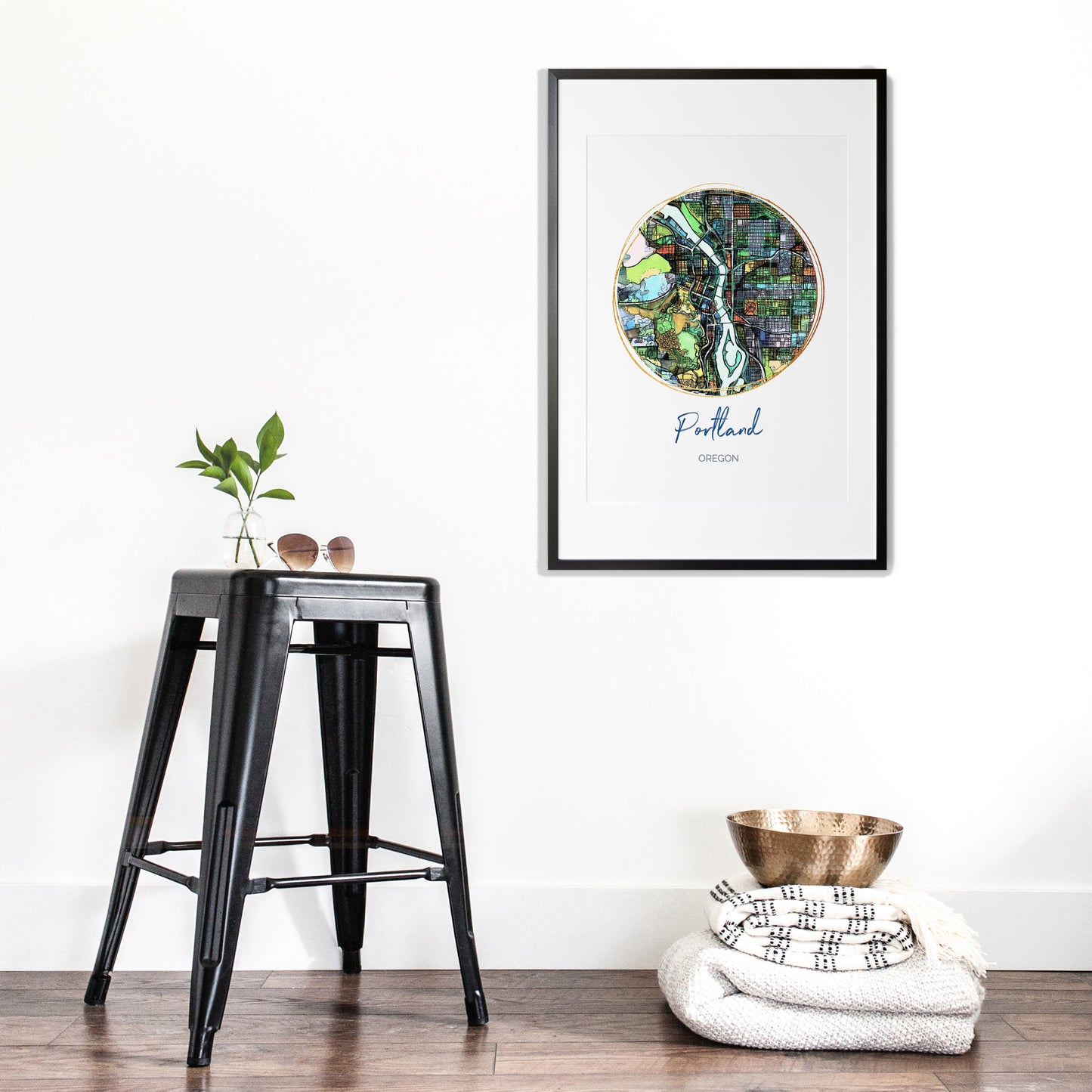 Portland OR Map Art - Digital Fine Art Print. Full Color.