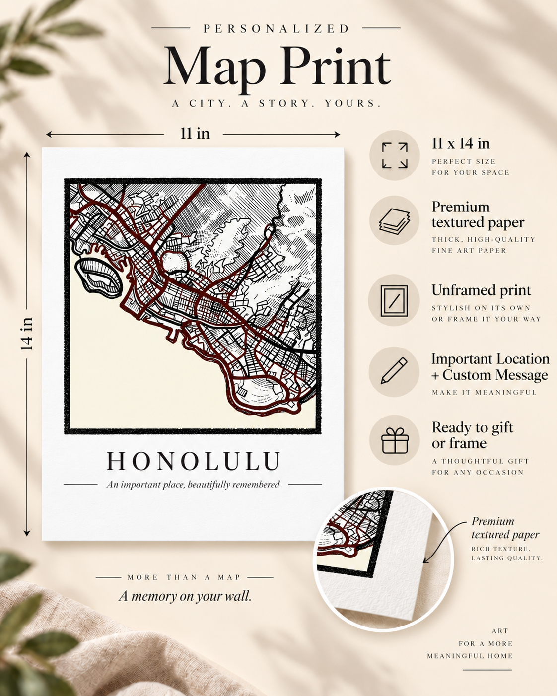 The Place That Matters. Personalized Map Print - VERTICAL 11x14"